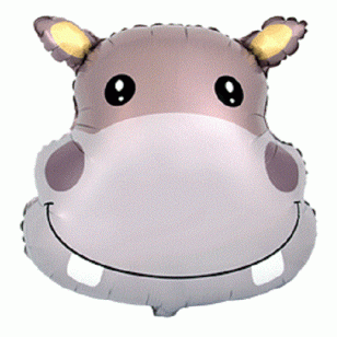Happy Hippo Face Supershape Balloon